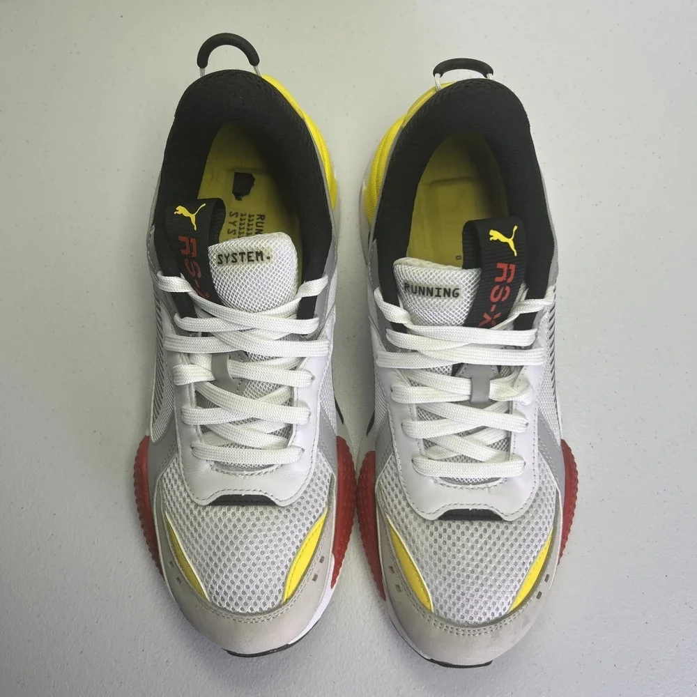 Puma RS-X Toys Sneakers  White Cyber Yellow Black Red 369449-15 Men's 10.5 US